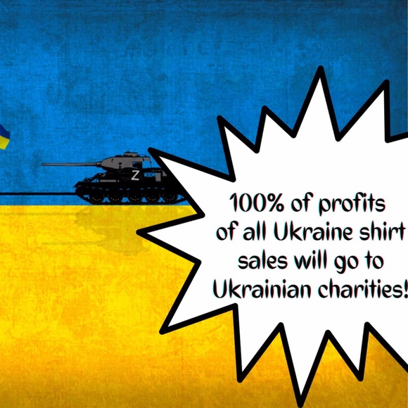 Ukraine Tractor Flag Tee - SUPPORT UKRAINE NOW! - Picture 1 of 5